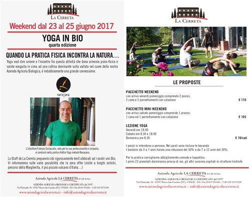 YOGA IN BIO Quarta edizione 2017