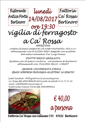 VIGILIA DI FERRAGOSTO a CA&#39; ROSSA - Bertinoro