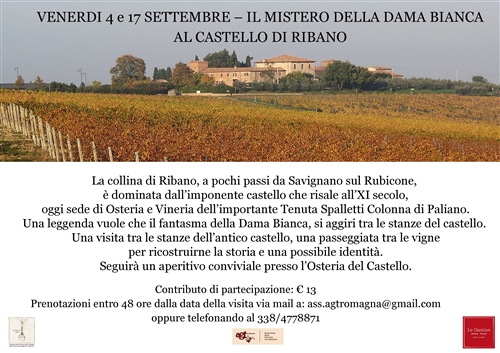 4 e 11 SETTEMBREVENERDI 4 e 11 SETTEMBRE &#8211; IL MISTERO DELLA DAMA BIANCA AL CASTELLO DI RIBANO Passeggiata e aperitivo