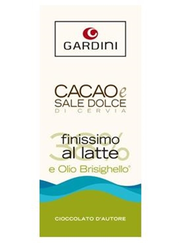 MILK CHOCOLATE 38&#37; WITH SWEET SEA SALT OF CERVIA AND OLIVE OIL &#8220;BRISIGHELLO&#8221;